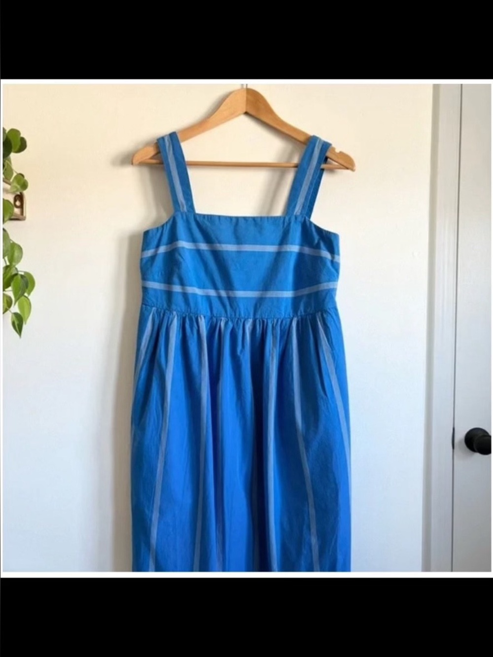 TOAST Square-Neck Sleeveless Midi Dress in Bright Blue - Picture 3 of 6